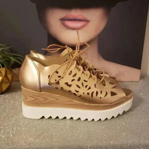 COCO Perla Gold Laser Cut Platform Wedge